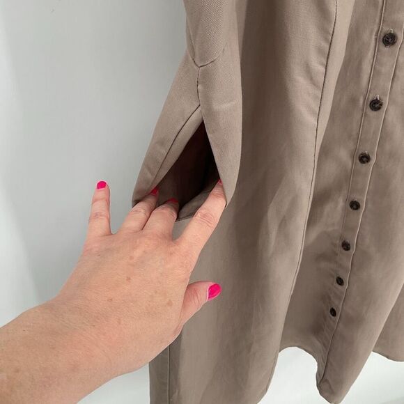 Torrid Mini Linen Button Up Fit Waist Sleeveless Dress Natural Beige Women 1X - Picture 3 of 9